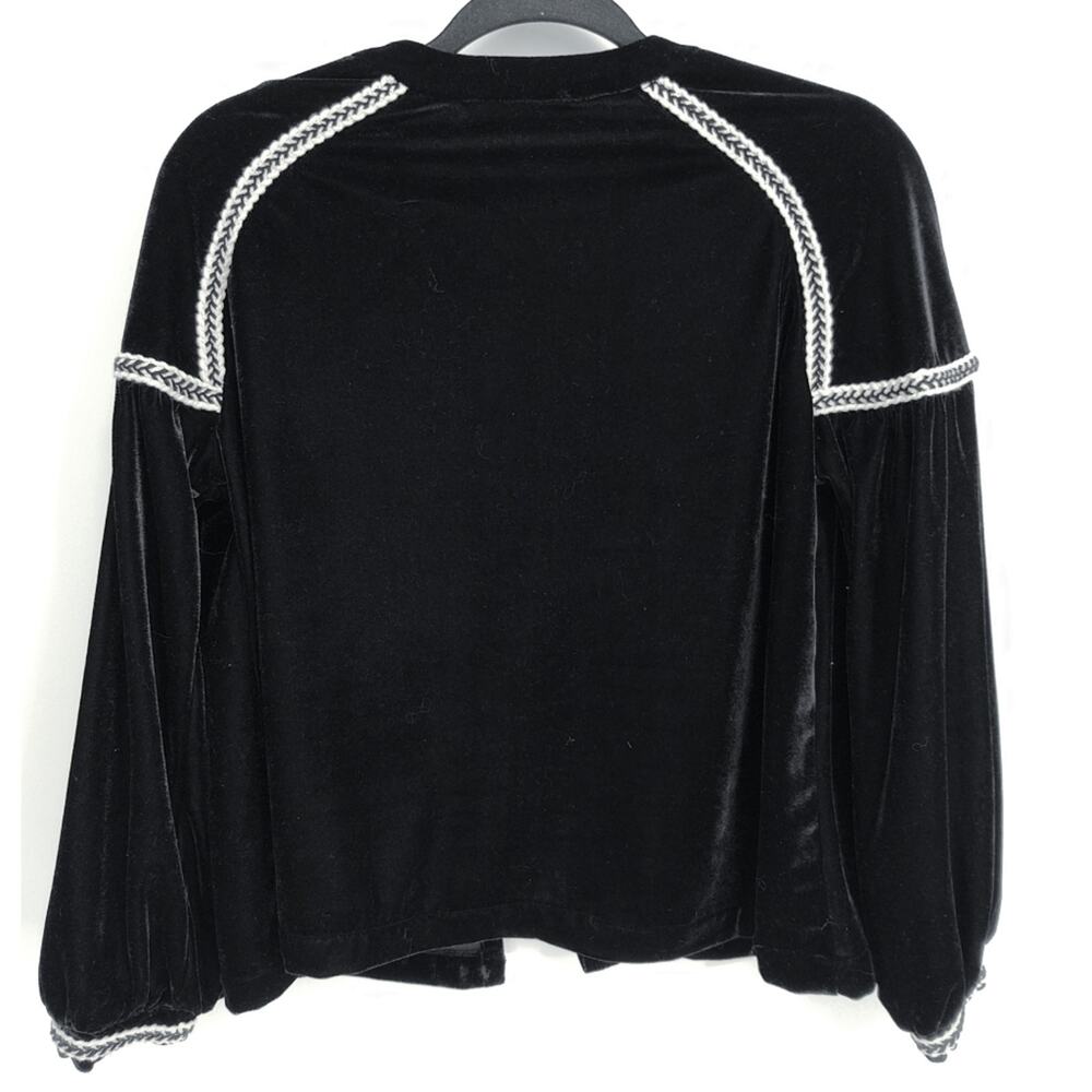 Elodie Velvet Roses Embroidered Jacket Open Front Peasant 3/4 Sleeves Size S - Picture 8 of 15